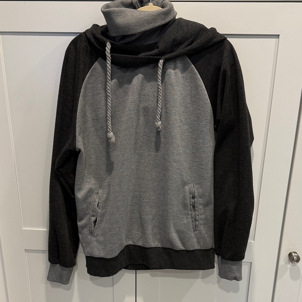 Gray and Black Turtleneck Sweater